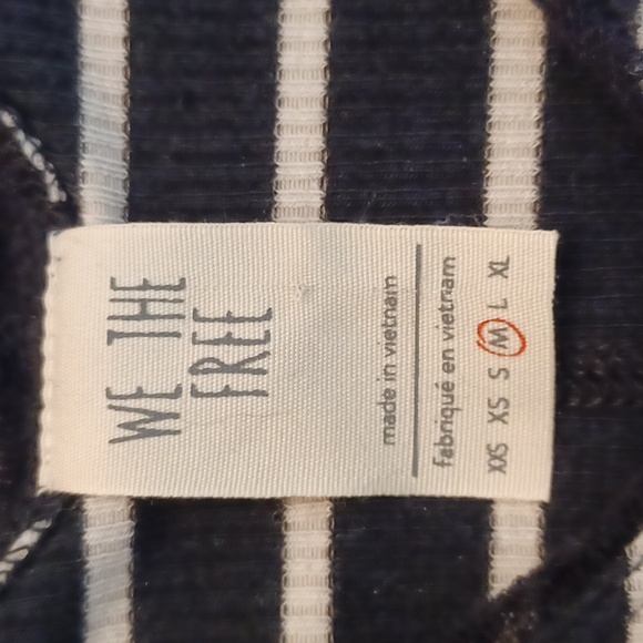 Free People Tangerine Black White Striped Oversized Peplum Top M - Picture 12 of 15